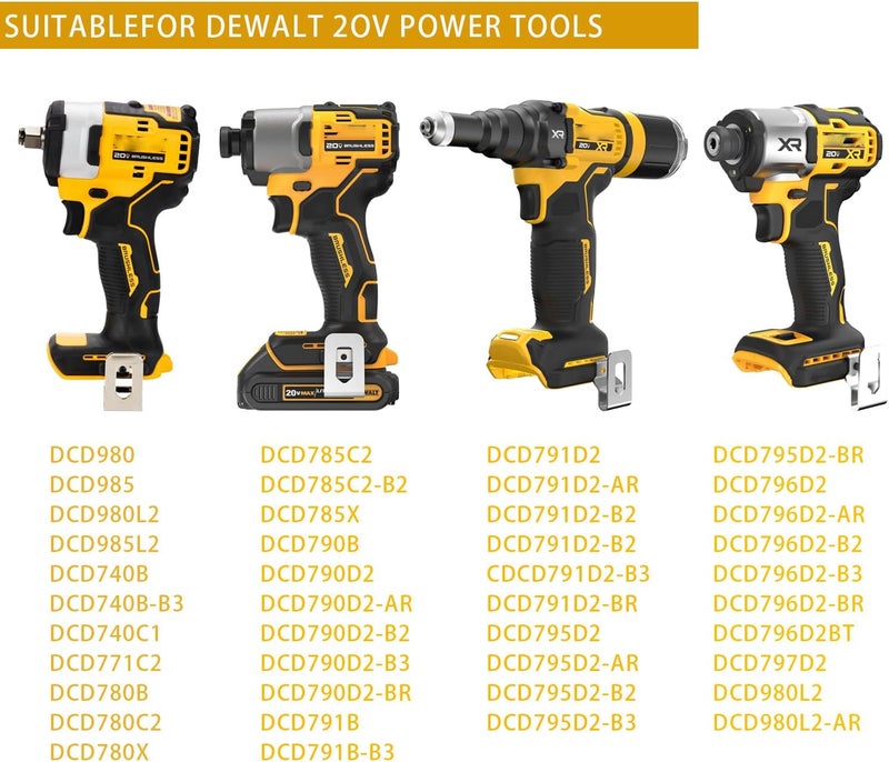 ZUIHUI Belt Clips for Dewalt Replacement Drill Tool Clips Hook Kit Fit Dewalt N268241 for 20V Power Tools DCD980 DCD985 DCD980L2 DCD985L2（ 2 Set) - Image 3